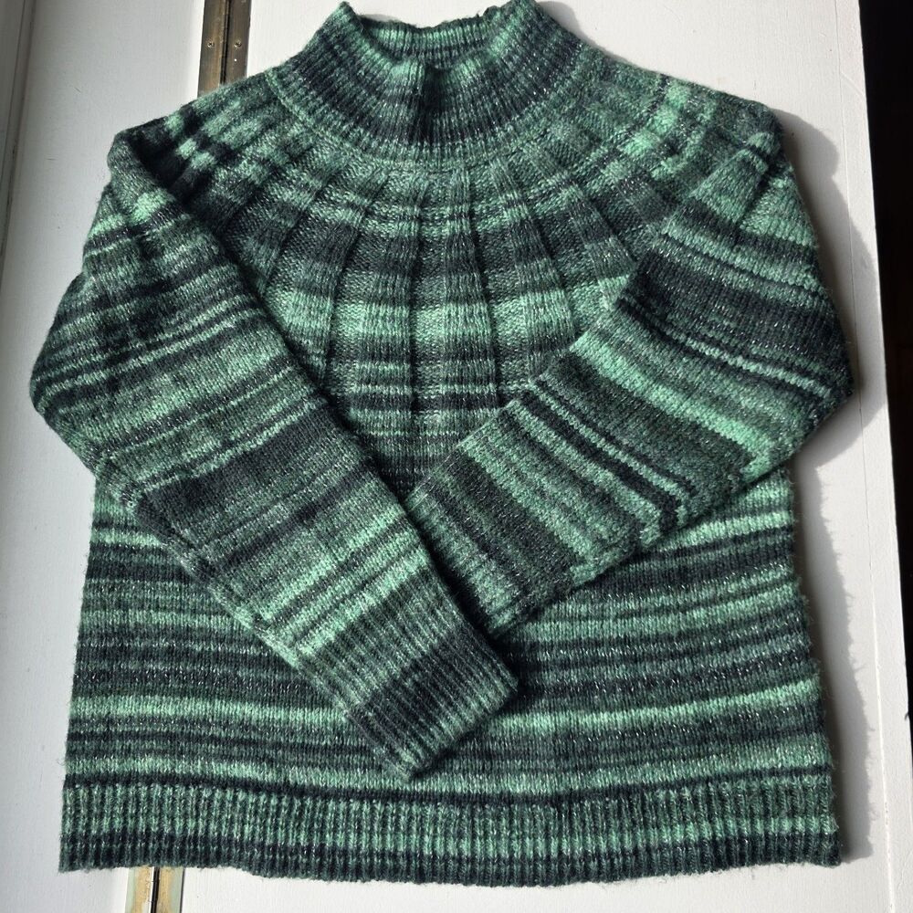 KNOX ROSE Pullover Tunic Sweater Women M Green Ombre Striped Long Sleeves